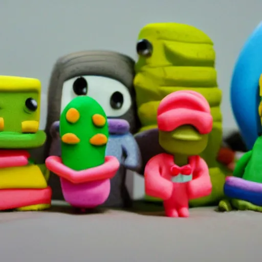 Prompt: miniatures photography of bikini bottom ( nickelodeon ), everything has a plasticine sheen