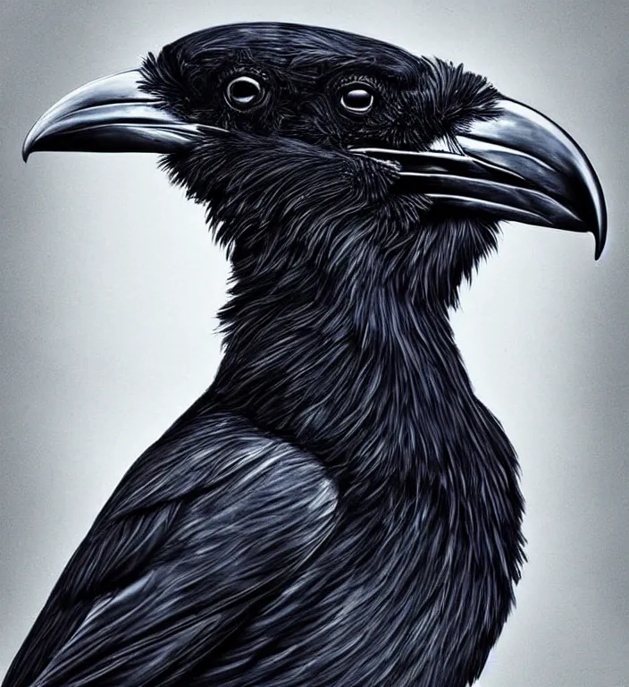 Image similar to artistic form coming into being as two elements are successfully fused, epic professional digital art, extreme detail, wow, wow, wow., raven bird.