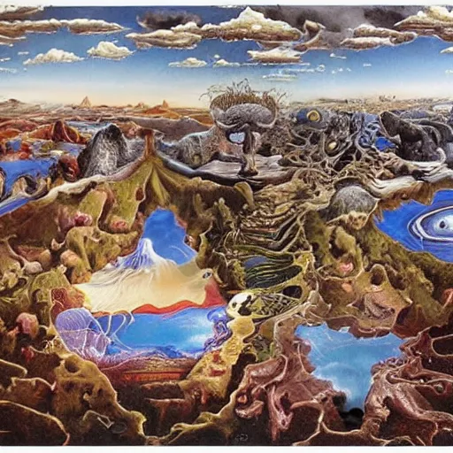 Image similar to the world between death and life, surrealistic extremely detailed painting, by damien gilley and salvador dali