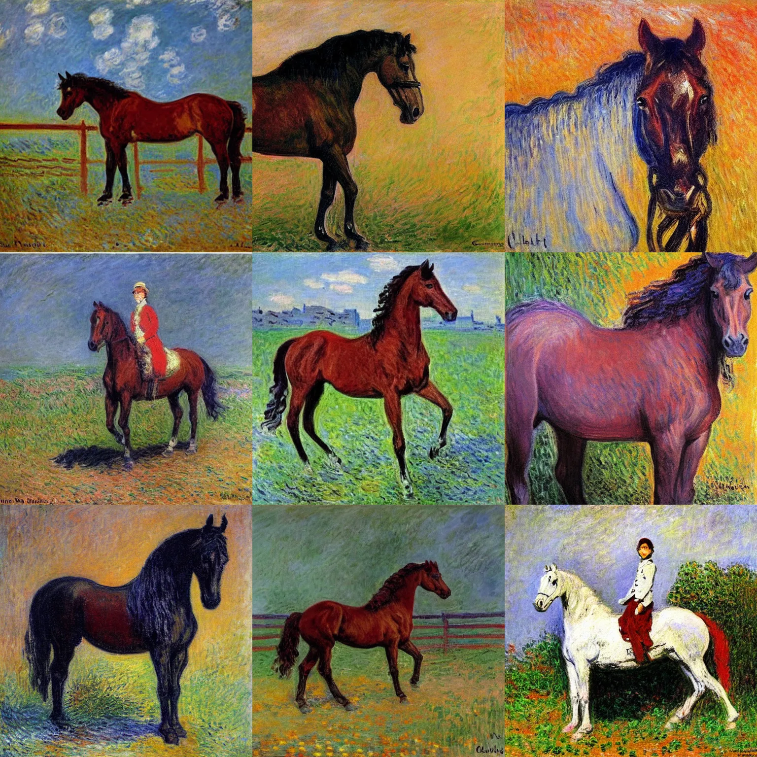 Prompt: a painting of a horse, by claude monet
