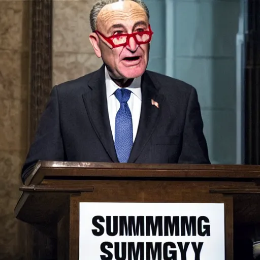 Image similar to Chuck Schumer summoning fire, lightning, and intense energy