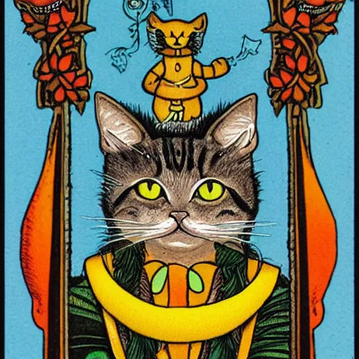 Image similar to detailed art tarot card with cat