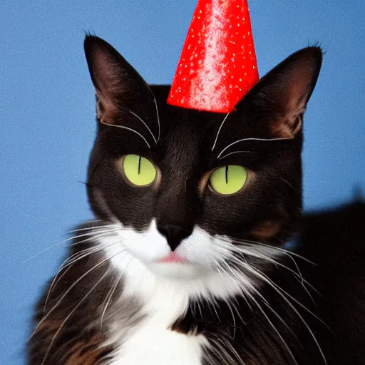 Prompt: a cat with a party hat