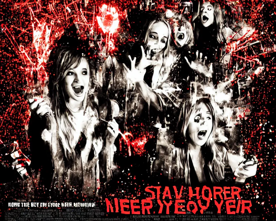 Image similar to a horror movie poster about new years eve