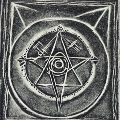 Prompt: magic protection iconography old occult runes intaglio etching engraving alchemy ink witchcraft