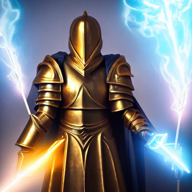 Prompt: photo of a holy paladin with light powers, highly detailed, 4 k, hdr, smooth, sharp focus, high resolution, award - winning photo