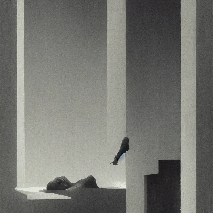 Image similar to i saw a ghost last night, science fiction, Edward Hopper and James Gilleard, Zdzislaw Beksinski, highly detailed