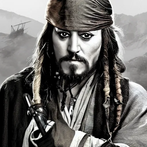 Prompt: obi wan kenobi as caotain jack sparrow