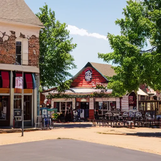 Prompt: The town square of a typical town in Arkansas