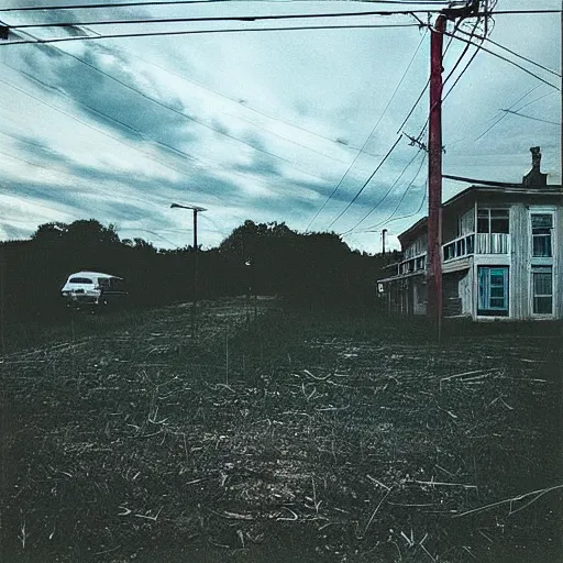 Image similar to “zombie apocalypse photography, various subjects, cinestill 800t, in the style of William eggleston”