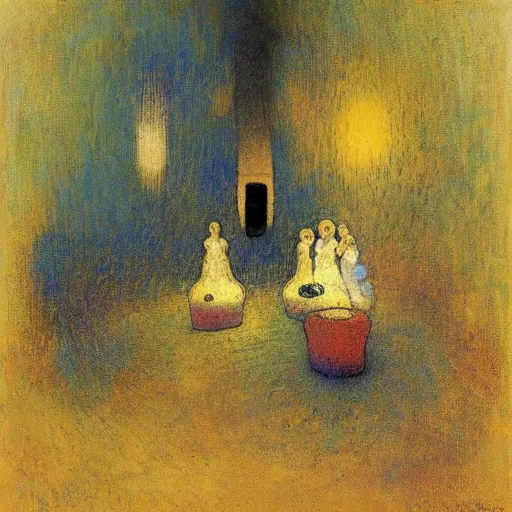 Image similar to incubator for the emergence of new souls style by odilon redon
