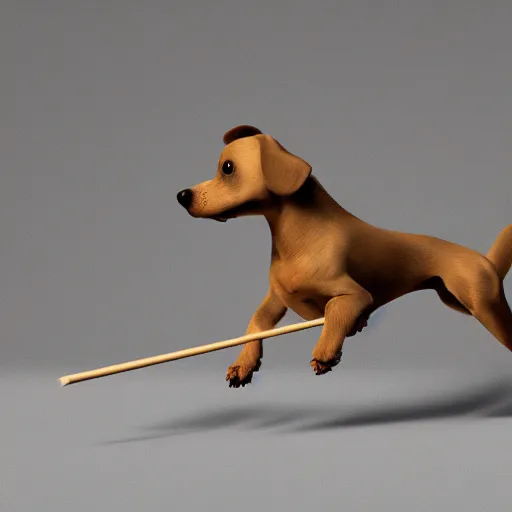 Prompt: illustration of a cartoon dog chasing a stick, bold outlines, smooth, hyper detailed, 4 k octane render