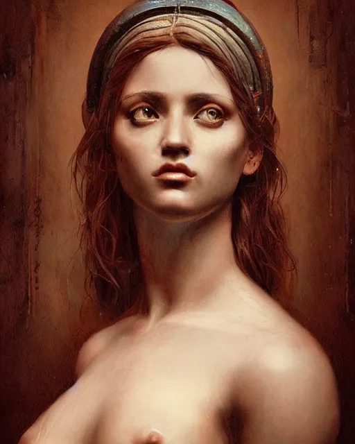 Image similar to portrait beautiful real woman as the venus de milo hyper realistic face, beautiful eyes, fantasy art, in the style of greg rutkowski, intricate, hyper detailed, smooth