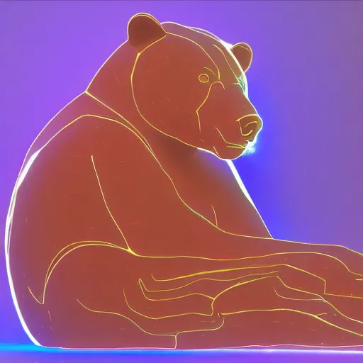 Image similar to a bear painted with laser 3 d hologram