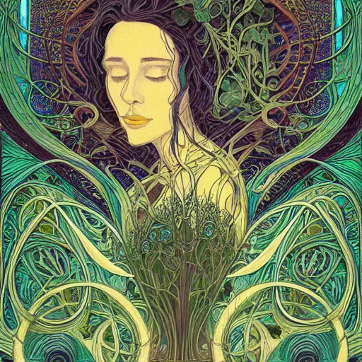 Image similar to the green hour, a beautiful art nouveau abstract painting by aaron jasinski and ernst haeckel and victo ngai