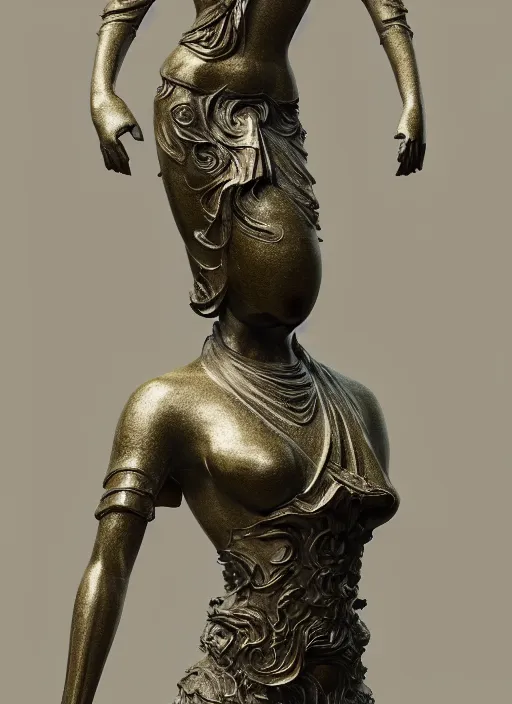 Image similar to a art deco sculpture statue of full body guanyin, intricate complexity,, statue by jane hamilton, ruan jia, character concept, radiant light,, frostbite 3 engine, cryengine, dof, trending on artstation, digital art, fantasy detailed abackground