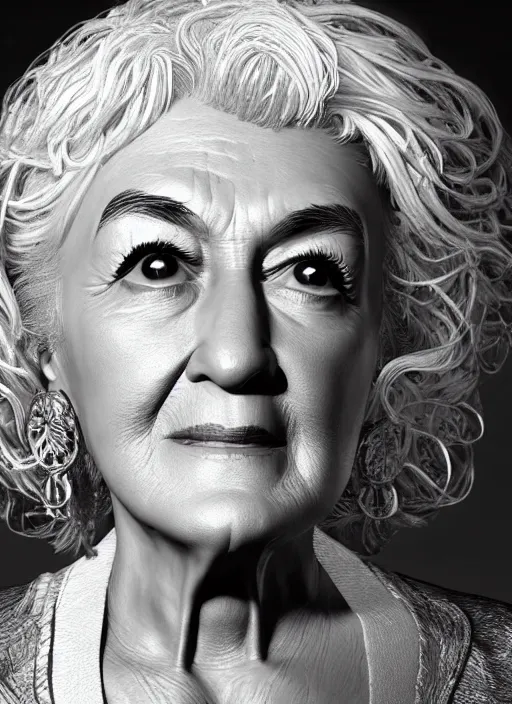 Image similar to highly detailed portrait of bea arthur, unreal engine, fantasy art by simon bisley, global illumination, radiant light, detailed and intricate environment