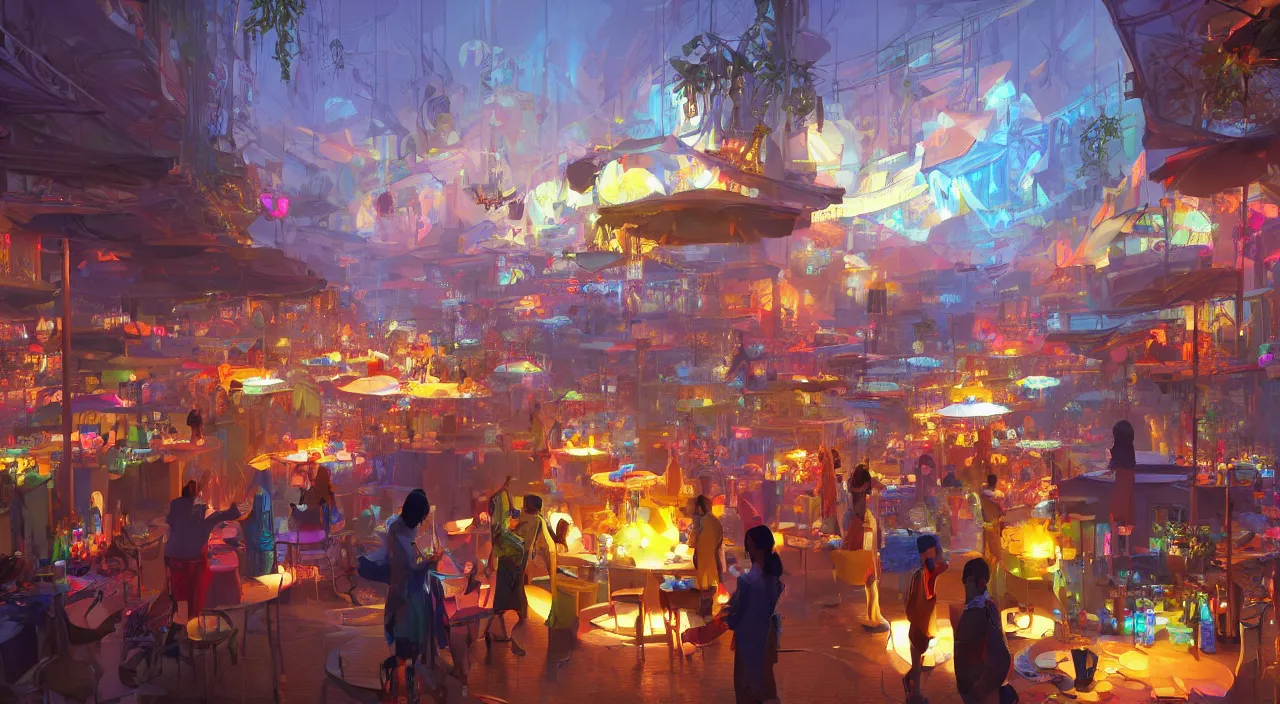 Image similar to bazaar zouk oriantal multicolorful sky shine place mosquet painting stylized digital video game icon global illumination ray tracing 8 k hd resolution, by ilya kuvshinov and cushart krentz and gilleard james