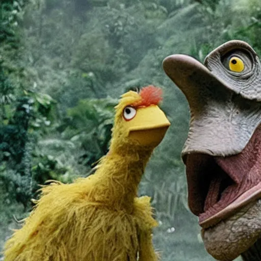 Prompt: bigbird in Jurassic park