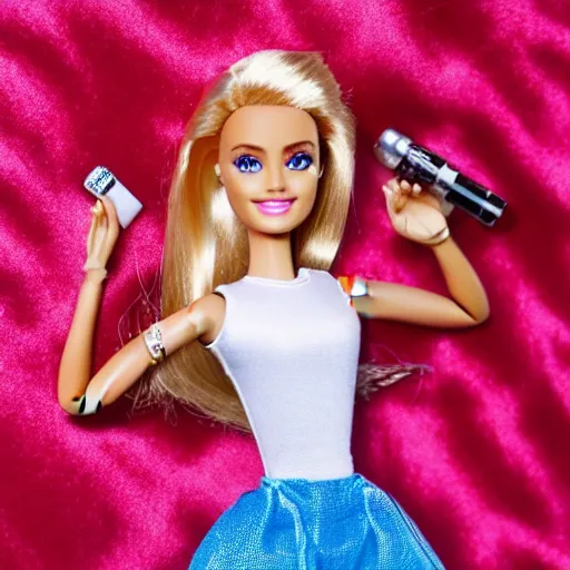 Prompt: barbie holding a vape