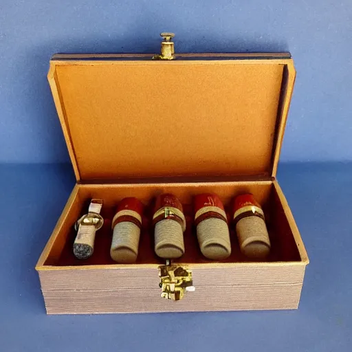 Image similar to vintage gift box for men, stamped with sealing wax, old school, wes anderson style