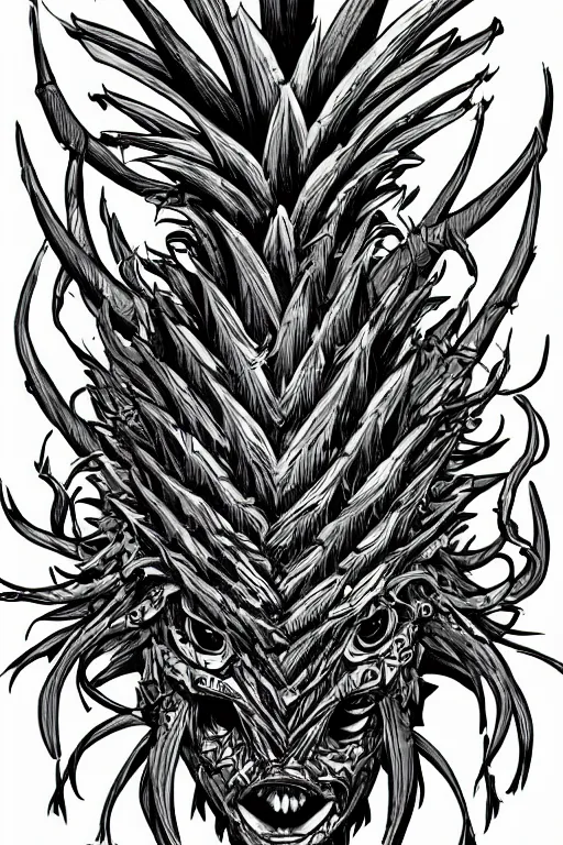 Image similar to pineapple humanoid figure monster wearing pineapple themed armour, symmetrical, highly detailed, digital art, sharp focus, trending on art station, kentaro miura manga art style