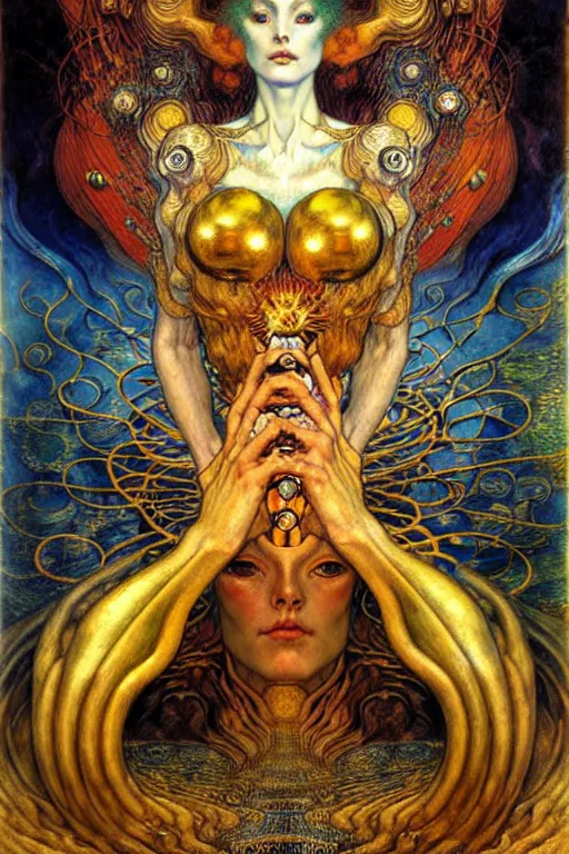 Image similar to Divine Chaos Engine by Karol Bak, Jean Delville, William Blake, Gustav Klimt, and Vincent Van Gogh, symbolist, visionary