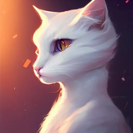 Image similar to a portrait of a beautiful white fluffy cat, art by lois van baarle and loish and ross tran and rossdraws and sam yang and samdoesarts and artgerm, digital art, highly detailed, intricate, sharp focus, Trending on Artstation HQ, deviantart, unreal engine 5, 4K UHD image