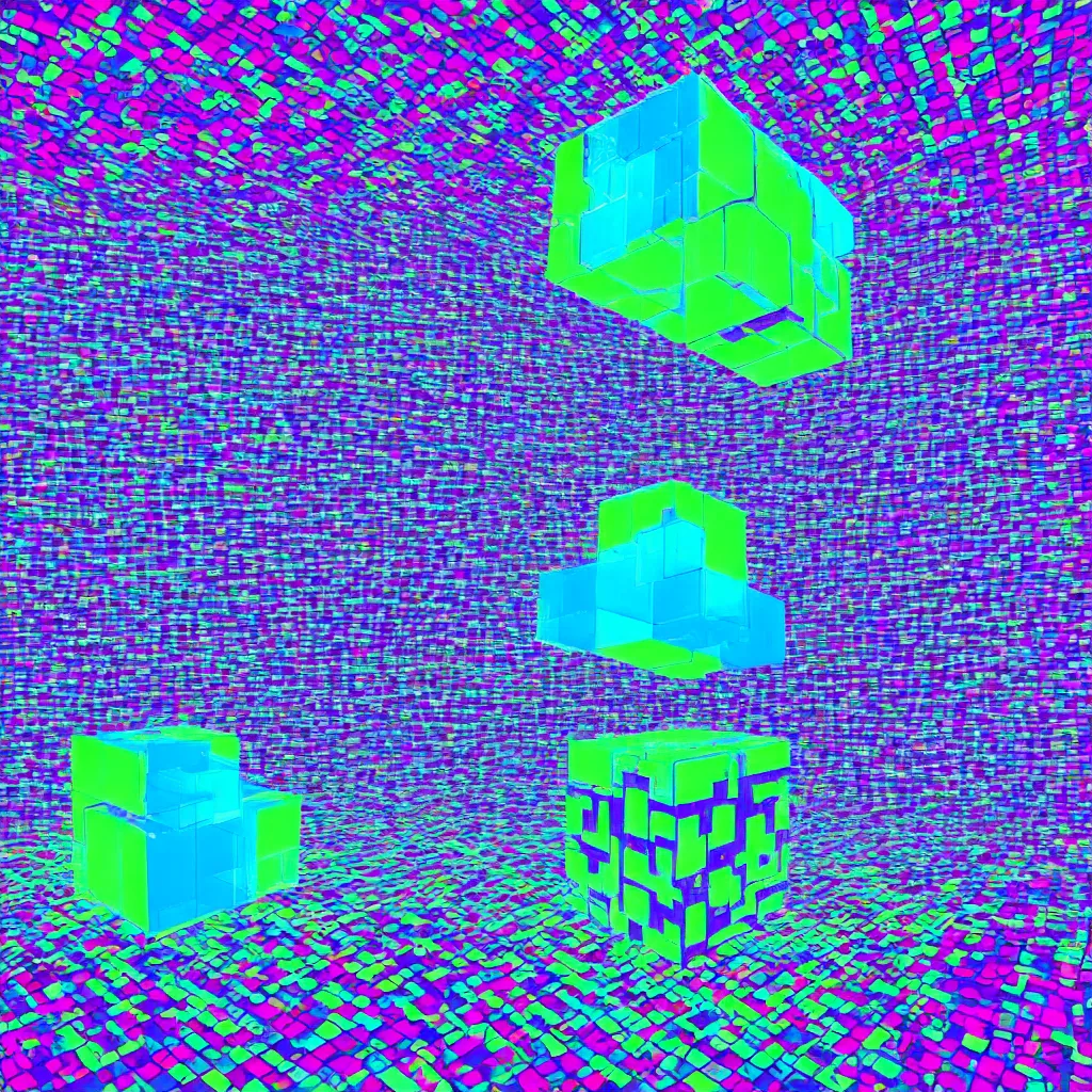 Prompt: a cyberdelic cube of the singularity