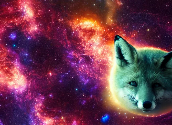 Prompt: a fox shaped galaxy in space, photo, 4 k