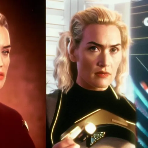 Prompt: kate winslet in star trek as a borg