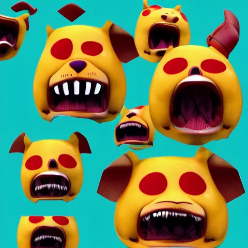 Image similar to high quality photograph of a rabid dog with rabies, emoji faces are rabies foam, trending on artstation