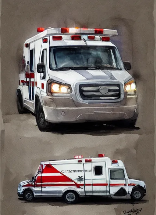 Image similar to concept art of a ambulance, pinterest, artstation trending, behance, watercolor, by coby whitmore, silver, laser light,