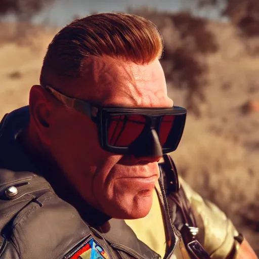 Prompt: film still of Duke Nukem, sigma 85mm f/1.4, 4k, depth of field, high resolution, 4k, 8k, hd, full color