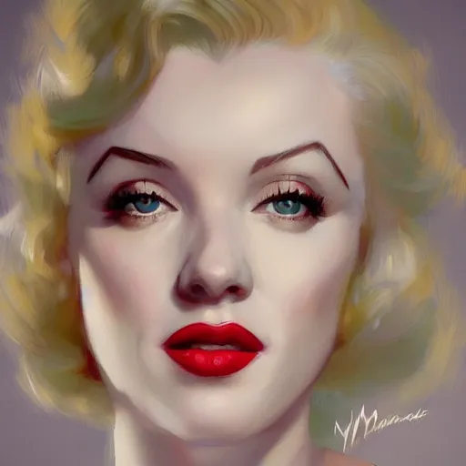 Prompt: Portrait of a 25 year old Christina Hendricks as Marilyn Monroe by Ruan Jia and Mandy Jurgens and Artgerm and william-adolphe bouguerea, highly detailed, trending on artstation, award winning,