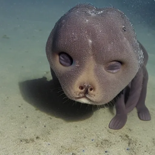 Image similar to photo of newly discovered mysterious deep sea puppy in the marianas trench