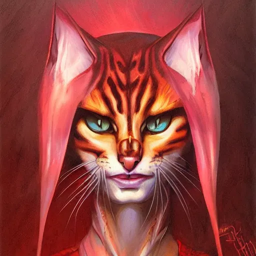 Prompt: portrait of cat demon, coherent! by brom! deep colors, strong lines, high contrast