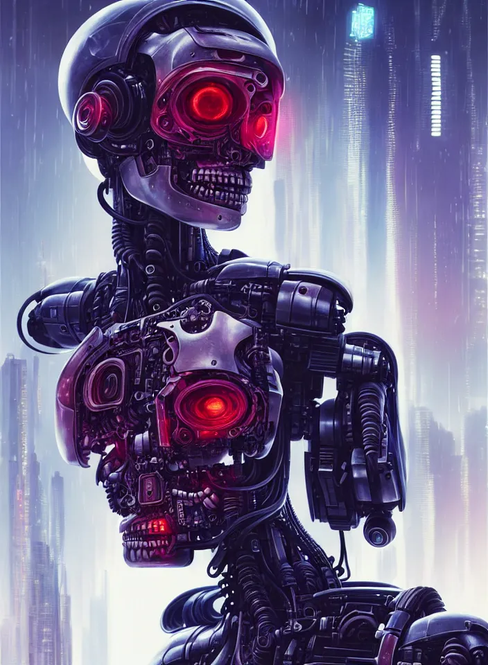 Image similar to beautiful crying! female mechanical android!, half portrait, intricate detailed environment, photorealistic!, octane render, concept art, cinematic, interstellar, ultra detailed, sharp, el dia los muertos!, cyberpunk, bladerunner, 8 k, by angus mckie, moebius, maciej kuciara, stanley lau, artgerm, greg rutkowski