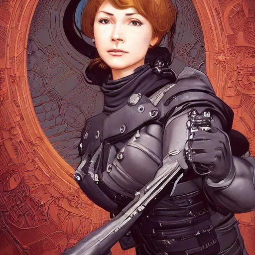 Image similar to Eveline from Biohazard 7, highly detailed, digital painting, artstation, concept art, smooth, sharp focus, illustration, ArtStation, art by artgerm and greg rutkowski and alphonse mucha and J. C. Leyendecker and Edmund Blair Leighton and Katsuhiro Otomo and Geof Darrow and Phil hale and Ashley wood and Ilya repin and Charlie Bowater