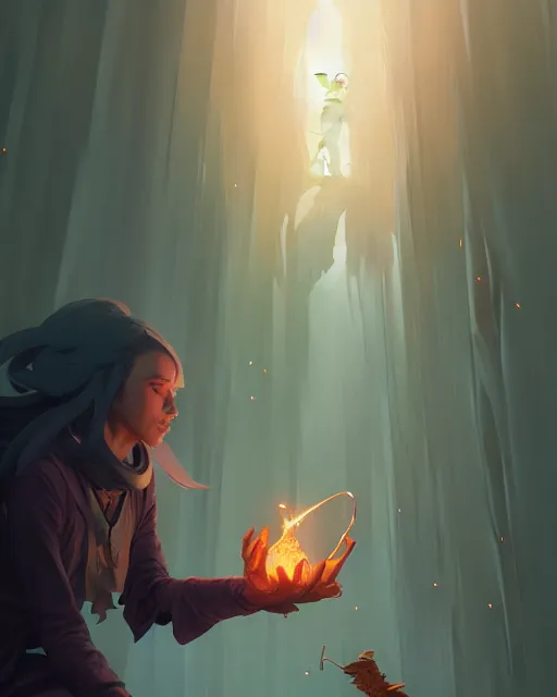 Image similar to highly detailed vfx portrait of a mage casting magic, correct anatomy and body proportions, unreal engine, greg rutkowski, loish, rhads, beeple, makoto shinkai and lois van baarle, ilya kuvshinov, rossdraws, tom bagshaw, alphonse mucha, global illumination, detailed and intricate environment