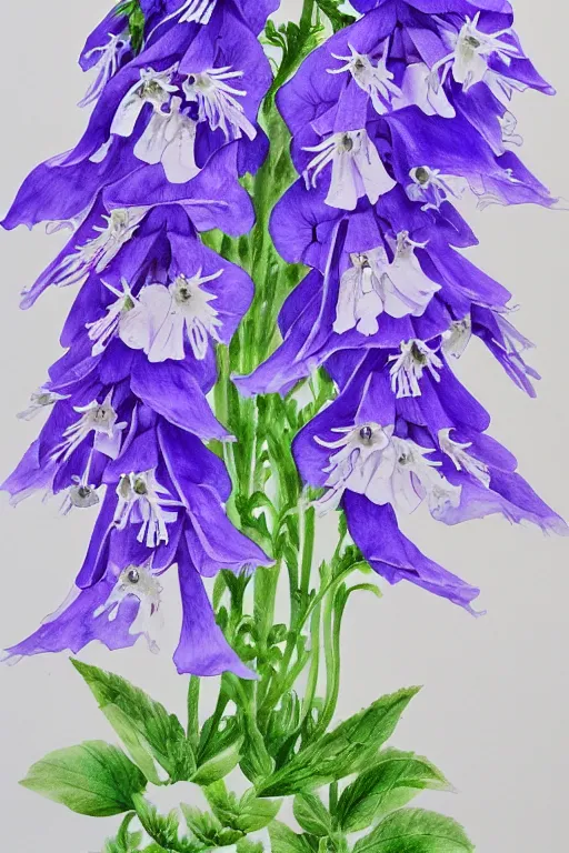 Prompt: a painting of Campanula medium, illustration, Chinese watercolor, elegant, highly detailed, Artstation