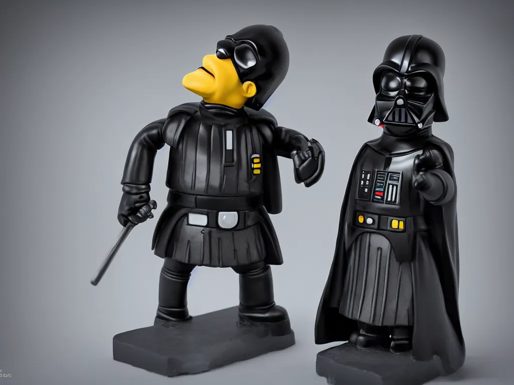 Prompt: homer simpson as darth vader figurine, 8K HD, photo studio shot, bokeh, depth of field, fstop 1.2