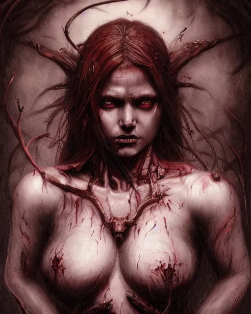 Prompt: demonic lilith goddess, hyper realistic face, horror, fantasy art, in the style of greg rutkowski, intricate, hyper detailed