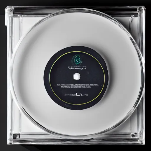 Prompt: CD in a transparent jewel case, front-on view, white background, studio lighting, 8k