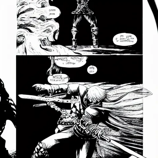 Image similar to guts killing griffith in berserk manga, black and white