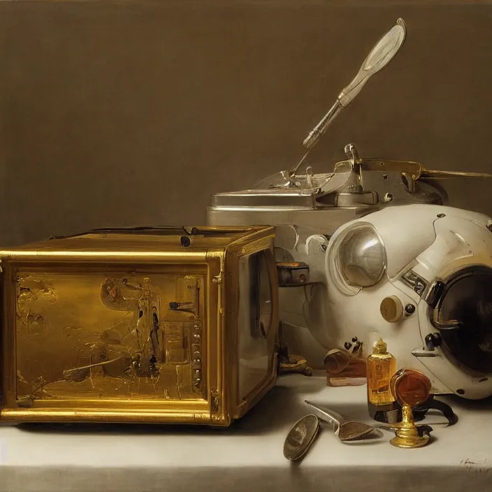 Image similar to still life painting of rx - 7 8 by pieter claesz, oil on canvas, strong lighting, highly detailed, hyper realism, golden hour, god rays, hd, 4 k