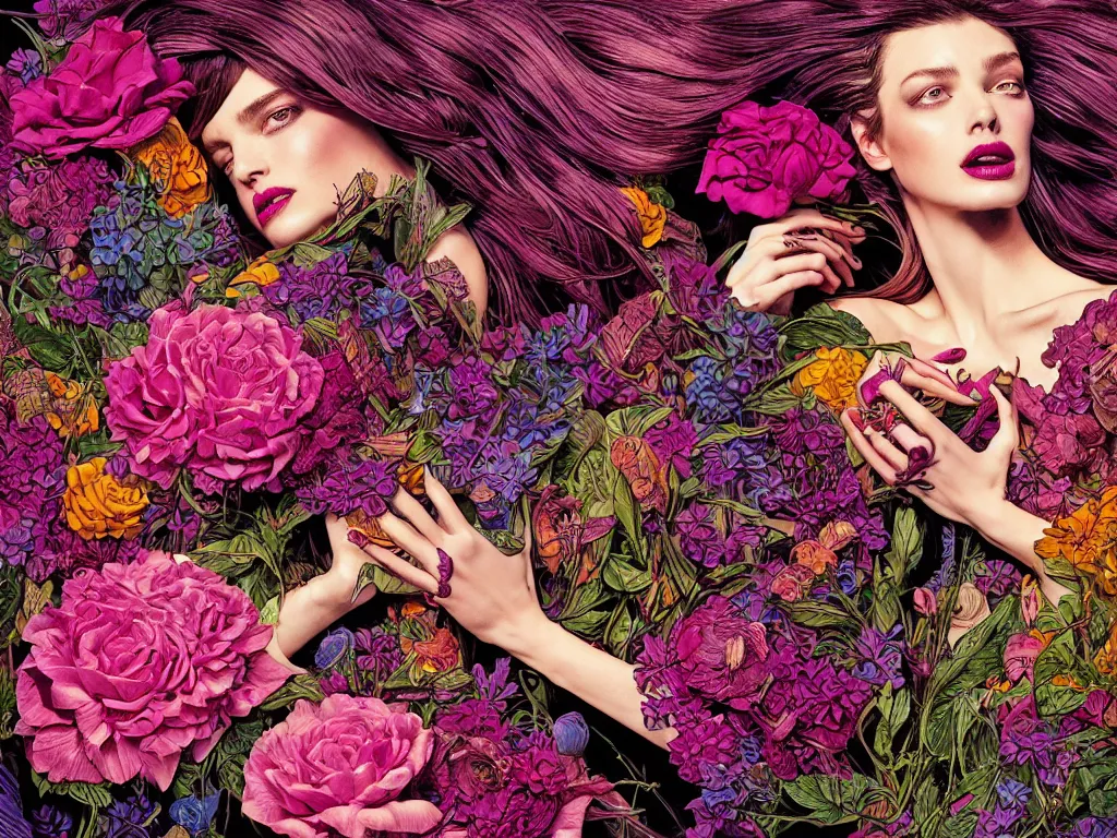 Image similar to fragrance advertising campaign by bernie wrightson, saturated colors, highly detailed, intricate