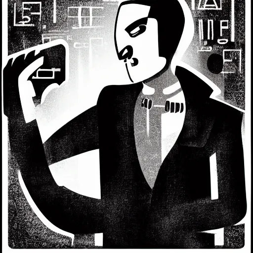 Image similar to a portrait of noir robot detective,