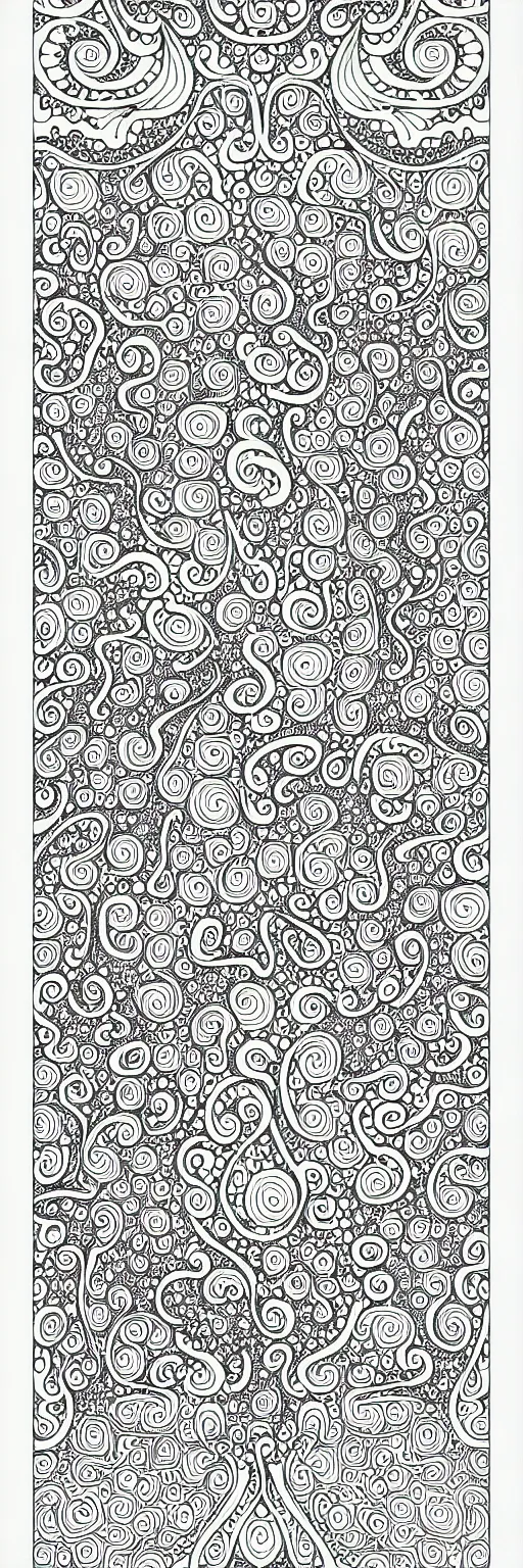 Prompt: black and white fractals, outline, intricate, coloring page, white background