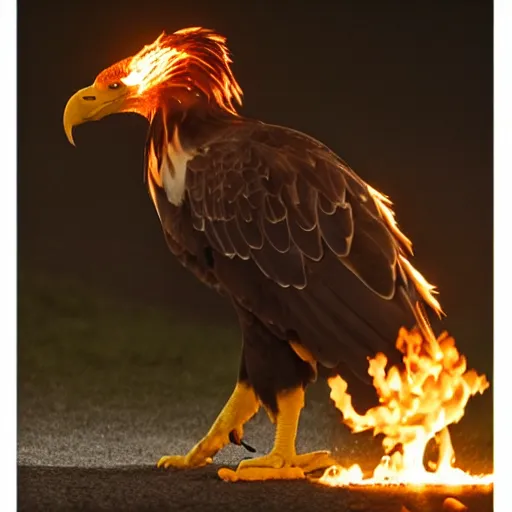 Prompt: flaming eagle in the darkness